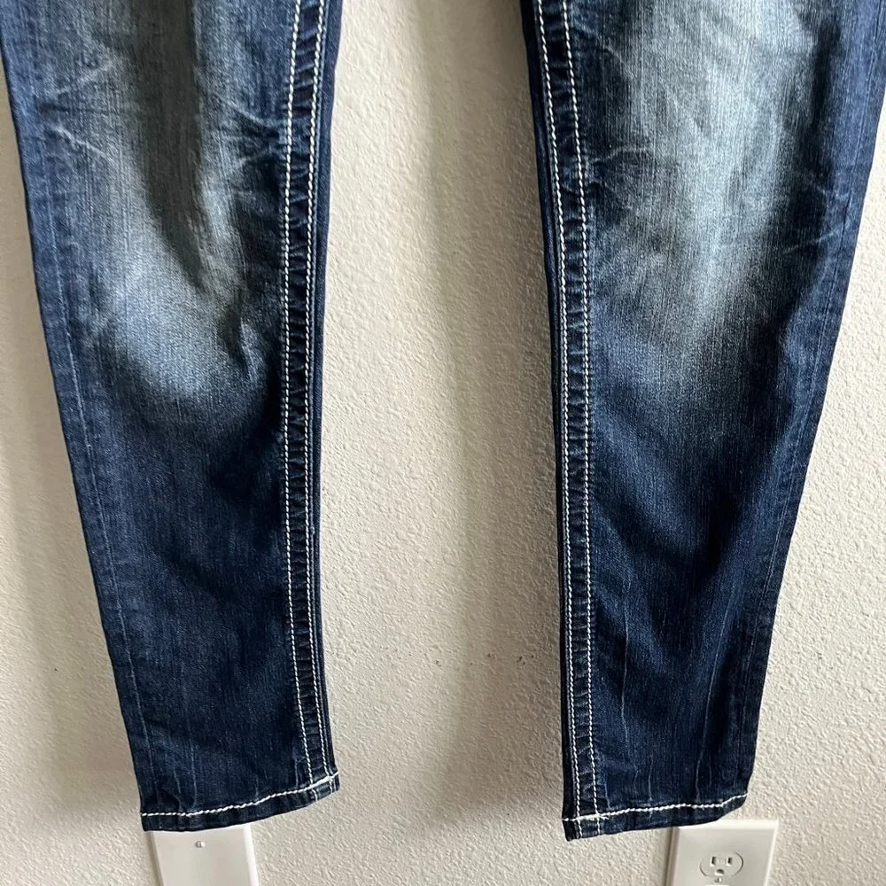 NWOT Miss Me Dark Wash Skinny Stitch Jeans Size 27 Style JS5014S195
